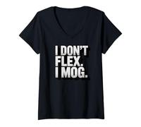 Women's I Dont Flex I Mog Gym Mogging Meme V-Neck T-Shirt