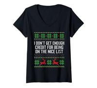 Women's I Don't get Enough Credit for Being on The Nice List Ugly V-Neck T-Shirt