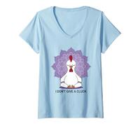 Womens I Don't Give A Cluck Funny Yoga Chicken Attitude Pun Sassy V-Neck T-Shirt