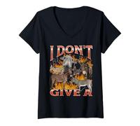 Womens I Don't Give A Funny Offensive Donkey Meme Bootleg Graphic V-Neck T-Shirt