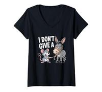 Womens I Don't Give a Rats Ass Mouse Donkey Funny Sarcastic Animal V-Neck T-Shirt