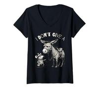 Womens I Don't Give a Rats Ass Mouse & Donkey Funny V-Neck T-Shirt