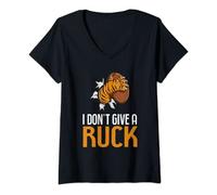 Womens I don't give a ruck Funny Pun for a Rugby Coach V-Neck T-Shirt