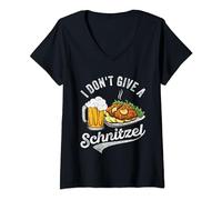 Womens I Don't Give A Schnitzel German Beer Wurst Funny Oktoberfest V-Neck T-Shirt