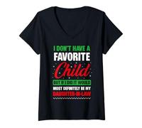 Womens I Don't Have A Favorite Child Daughter-in-Law Christmas V-Neck T-Shirt