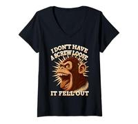 Womens I Dont Have A Screw Loose It Fell Out Funny Gorilla Humor V-Neck T-Shirt
