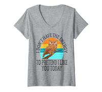 Womens I Don't Have The Energy to Pretend I Like You Today Funny V-Neck T-Shirt