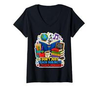 Women's I Don't Just Teach Subjects I Teach Humans Teacher V-Neck T-Shirt
