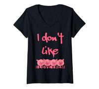 Womens I don't like pigs I love them V-Neck T-Shirt