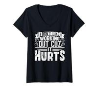 Womens I Don't Like Working Out Cuz It Hurts Funny Gym V-Neck T-Shirt