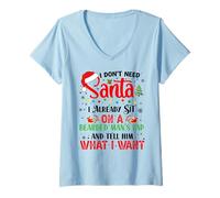 Womens I Don't Need Santa I Already Sit On A Bearded Man's Lap V-Neck T-Shirt