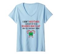Womens I Don't Need Santa I Already Sit On A Bearded Man's Lap V-Neck T-Shirt