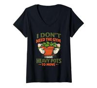 Women's I Don't Need the Gym Gardening is My Exercise Heavy Pots V-Neck T-Shirt