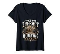 Women's I Don't Need Therapy I Just Need Hunting Season V-Neck T-Shirt