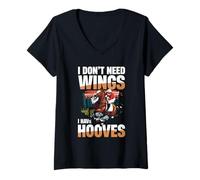 Womens I Don't Need Wings I Have Hooves Equestrian Horse Riding V-Neck T-Shirt