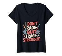 Womens I Don't Rage-Quit I Rage-Strategize - Funny Gamer V-Neck T-Shirt