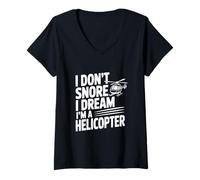Women's I Don't Snore I Dream I'm a Helicopter V-Neck T-Shirt