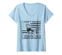 Womens I Don't Snore I Dream I'm A Lawn Mower - Funny Gardening V-Neck T-Shirt