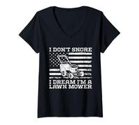 Womens I Don't Snore I Dream I'm A Lawn Mower - Funny Gardening V-Neck T-Shirt