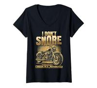 Womens I Dont Snore I Dream I'm A Motorcycle Motorcycle Funny Biker V-Neck T-Shirt