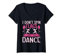 Women's I Don't Spin Flags I Make Them Dance Colorguard V-Neck T-Shirt