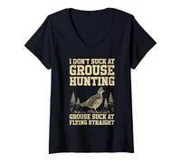 Women's I Dont Suck at Grouse Hunting Bird Funny Grouse Hunter V-Neck T-Shirt