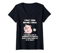 Women's I Don't Think Before I Speak I Like Being Just As Surprised V-Neck T-Shirt