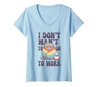 Women's I Don't Want to Go to Work LGBTQ Cat V-Neck T-Shirt