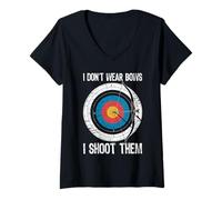 Womens I Don't Wear Bows I Shoot Them Archery Target Bowman Archer V-Neck T-Shirt