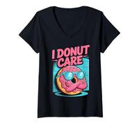 Womens I Donut Care | Too Cool Funny Pun Donut V-Neck T-Shirt