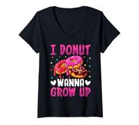 Womens I Donut Wanna Grow Up V-Neck T-Shirt