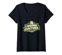 Women's I Drink Culture Kombucha SCOBY Brewer Gift V-Neck T-Shirt