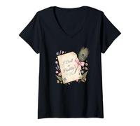 Women's I Dwell in Possibility Poem Quill Botanical Coquette V-Neck T-Shirt