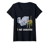 Womens I Eat Concrete Meme Cat Meme Funny Memes Internet Memes GenZ V-Neck T-Shirt