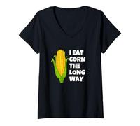 Women's I Eat Corn The Long Way V-Neck T-Shirt