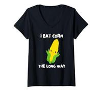 Women's I Eat Corn The Long Way V-Neck T-Shirt