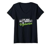 Women's I Eat Meat Identify as Vegetarian Funny V-Neck T-Shirt