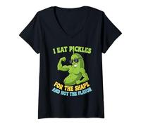 Women's I Eat Pickles for The Shape Not The Flavor Funny V-Neck T-Shirt