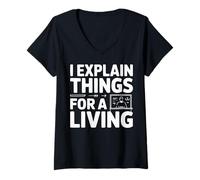 Women's I Explain Things for A Living Statement V-Neck T-Shirt