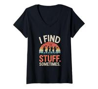 Women's I Find Stuff Sometimes Funny Metal Detecting V-Neck T-Shirt