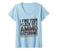Womens I Find Your Lack of Ammo Disturbing - Vintage Pro Gun V-Neck T-Shirt
