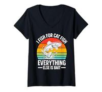 Women's I Fish for Cat Fish Everything Else is Bait Fishing Catfish V-Neck T-Shirt