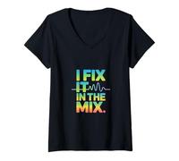 Women's I Fix It in The Mix Audio Engineer Humor V-Neck T-Shirt