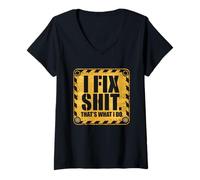 Women's I Fix Shit That's What I Do Tshirt Mechanic Father Dad Men V-Neck T-Shirt