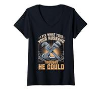 Women's I Fix What Your Husband Thought He Could Plumber V-Neck T-Shirt
