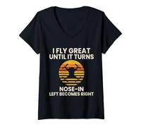 Women's I Fly Great Until It Turns Nose in Funny Drone Pilot V-Neck T-Shirt