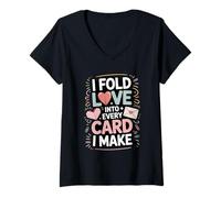 Womens I Fold Love Into Every Card I Make V-Neck T-Shirt