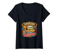 Women's I Folded All The Laundry Survival Chores Adulting V-Neck T-Shirt