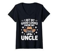 Womens I Get My Good Looks from My Uncle Niece Nephew Relationship V-Neck T-Shirt