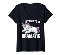 Womens I Get Paid To Be Dramatic Theater Actor Stage Performer -- V-Neck T-Shirt